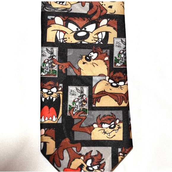 1997 Vintage Taz U.S.P.S. Looney Tunes Stamp Collection Silk Tie - Picture 2 of 3